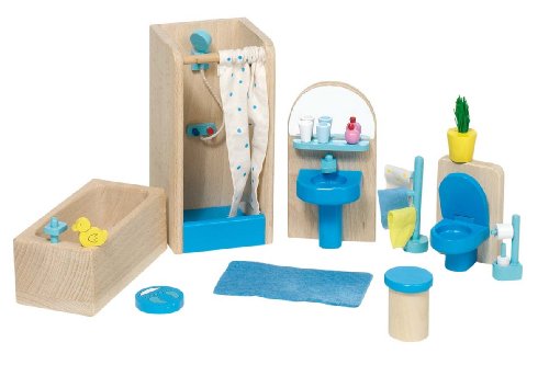 goki 51746 - Puppenmöbel Kinderzimmer & 51903 - Badezimmer Puppenhausmöbel , 17-teilig – Bild 4