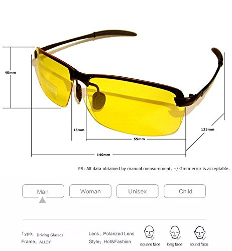 image for Wonzone Yellow Night Vision Polarized Goggles Sunglasses Unbreakable U