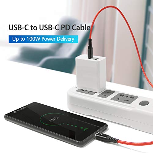 Digital Ant 100W(5A20V) 6Feet Magnetic USB-C to USB-C Data Transfer & Charging Cable Compatible with Type C Laptop or Mobile Devices Supporting PD Protocol (Red-1Pack, 6Feet)