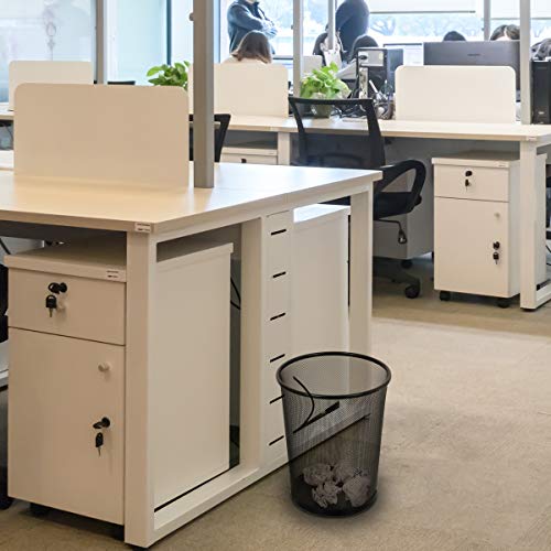 DESIGNA Round Waste Basket, Mesh Office Desk Trash Cans Wire, 4.5 Gal,11-11/16 Diameter x 14-1/16 H Black, 6-PACK