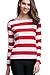 OUGES Tops,T-Shirt for Womens,Long Sleeve,Striped Pattern,Red White Stripe,Large