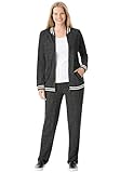 Women's Plus Size Knit Baseball Jacket & Pants Set