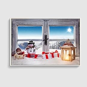 Framed Canvas Home Artwork Decoration Merry Christmas Canvas Wall Art for Living Room, Bedroom - 16x24 inches