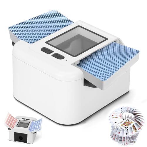 Hezaru Embaralhador Automático de Cartas, Adequado para Baralho Comum, UNO e Mesa Grande, Embaralha 1-2 Pacotes Simultaneamente, Embaralhamento em 10 Segundos, Bateria de Alta Vida Útil