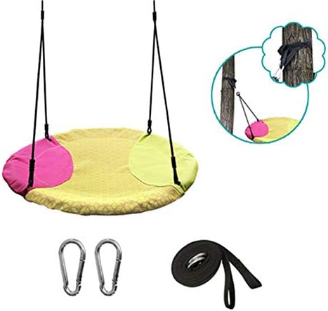 SHARESUN Children's disc swing, durable steel frame waterproof, high temperature and UV resistant Easy to install butterfly suspension cradle seat, diameter 100 cm