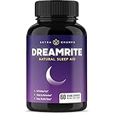 DREAMRITE Natural Sleep Aid - Non-Habit Forming Vegan Sleeping Pills - Herbal Complex with Valerian, Chamomile, Magnesium, Hops Extract, Melatonin - 60 Vegetarian Capsules - Relax &amp; Calm Supplement