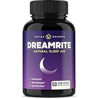 DREAMRITE Natural Sleep Aid - Non-Habit Forming Vegan Sleeping Pills - Herbal Complex with Valerian, Chamomile, Magnesium, Hops Extract, Melatonin - 60 Vegetarian Capsules - Relax & Calm Supplement