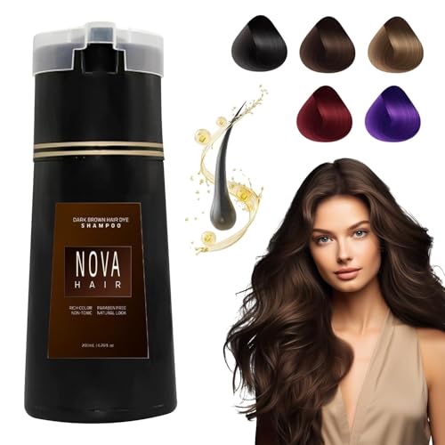 LBOYLOVE Hair Dye Shampoo 3 in 1 for Nova Hair Instant Dye, Hair Color for Gray Coverage, Long Lasting Color for Women & Men (Dark Brown)