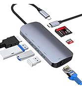 USB C Hub Adapter, Ablewe 8 in 1 USB C Adapter with 4K USB C to HDMI,SD/TF Card Reader and Ethern...