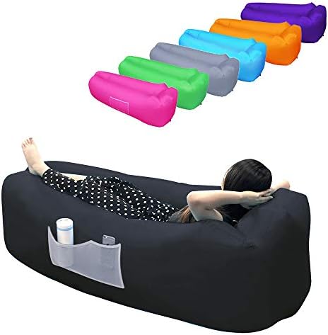 Dimoxii Inflatable Lounger,Air Sofa Waterproof with Carrying Bag&Pockets,Inflatable Couch Chair with Headrest&Securing Stake for Outdoor,Camping,Pool and Beach