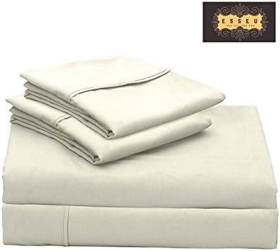 300 Thread Count 100% Cotton Sheet Set, Soft Sateen Weave,King Sheets, Deep Pockets,Home &amp; Hotel Collection,Luxury Bedding-Bestseller- Super Sale 100% Cotton,Ivory by ESSEU
