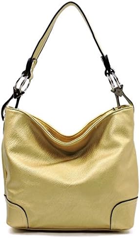 Elphis Fashion Classic Shoulder Bag Hobo Bucket Handbag Purse (79-Gold)