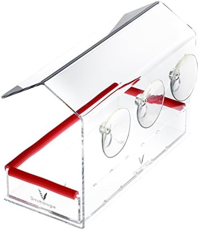 Window Bird Feeder For Outside - Clear Large View - Holds All Wild Birds Seed - Strongest Suction Cups - Removable Tray - Stay Dry Drain Holes - Squirrel Proof - Birding At Home