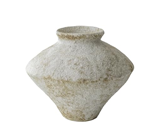 CozyWel Handmade Rustic White Ceramic Vase Decorative Flower Vase, Textured Pottery Vase for Centerpieces, Kitchen, Living Room, Bedroom Decor Gifts