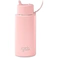 frank green - Ceramic Reusable Bottle - Stainless Steel Water Bottle With Straw, Insulated Water Bottle, Metal Water Bottle - Flip Straw Lid - 34oz - Blushed