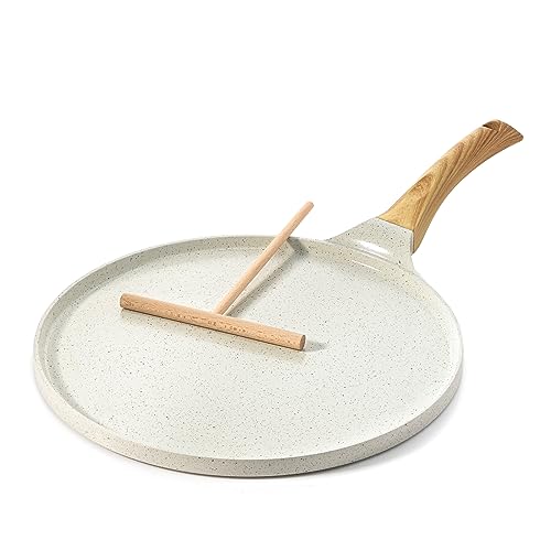 SENSARTE Crepe Pfanne 30cm, Weiß Schweizer Keramikschicht Antihaftpfanne