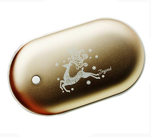 Joysoul Rechargeable Double-sided Hand Warmer 5200mAH Power Bank Portable Pocket Hand Heater USB Mobile External Back up Battery Charger (gold)
