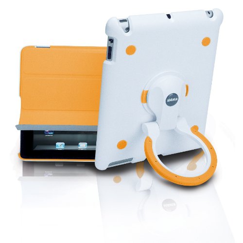 Aidata ISP202WO iPadStand Multi-function Stand, White Shell with White and Orange Ring For use with iPad 2; iPadStand can spin smoothly with angle adjustments between vertical and horizontal views