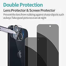 Pehael [2+2 Pack] iPhone 15 Privacy Screen