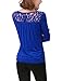 Allegra K Women's Lace Panel Long Sleeves Scoop Neck Top Blue L