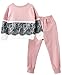 Ancia Toddlers Little Girl Kids Toddlers Long Sleeve Top Pant Legging Set(Lace pink,130)
