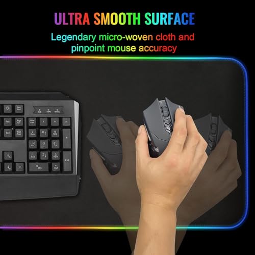 SKY-TOUCH RGB Gaming Mouse Pad, Extra Large Soft Led Extended Mouse pad, anti-slip Rubber Base Computer Keyboard Mat, Black
