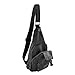 Cuteme Men's Small Canvas Military Messenger Shoulder Travel Hiking Bag Backpack (BLACK)