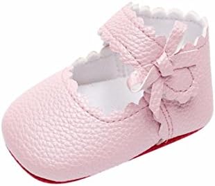 Kolylong Baby Toddler Newborn Girls Cute Shoes Soft Sole Wave Bowknot Shoes First Walk Shoes (6-12 Months, Pink)