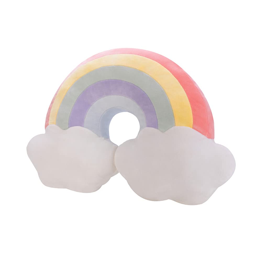 Uposao Decorative Pillow, Rainbow Star Moon Cotton Plush Pillow Sofa Back Cushion Decorative Cushion Cute Cuddly Toy for Kids and Baby Cot Photography Props Background Home Decoration