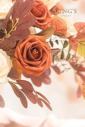 Ling's Moment Artificial Flowers Burnt Orange Roses