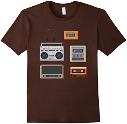 Men's Old School Player Boom Box Radio Cassette T Shirt 2XL Brown