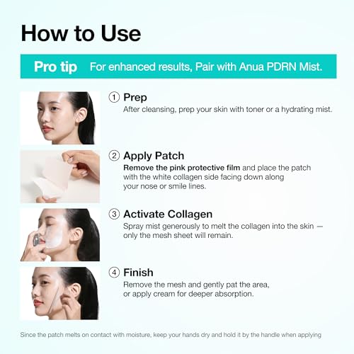 ANUA Salmon DNA PDRN Collagen Melting Patch for Glass skin, Smile Line Patches, Wrinkle Patches, Melting Thin Collagen Patch, Firming for Fine Lines, Glow, Korean Skincare, 2 Pairs x 4EA, Patch Only
