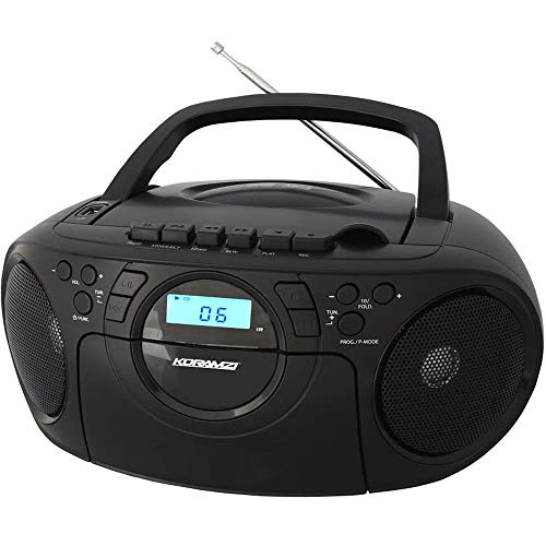 Portable CD Boombox Full Range w/ Top-Loading MP3 CD Player, Cassette Player and Recorder, AM/FM Radio, USB Input, Headphone & AUX Jack w/ Remote Control CD705CBK(Black) (Certified Refurbished)