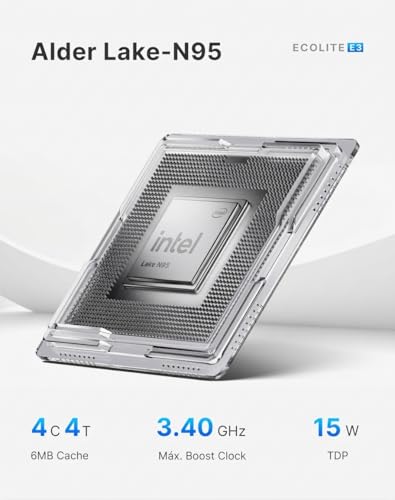BOSGAME Mini PC E3 Neo, Intel Alder Lake N95 (Até 3.4GHz), 16GB RAM DDR4, 512GB SSD NVMe, Windows 11 Pro, LAN 2.5G, 3 Monitores 4K, WiFi 5, Computador Desktop para Home Office e Estudos