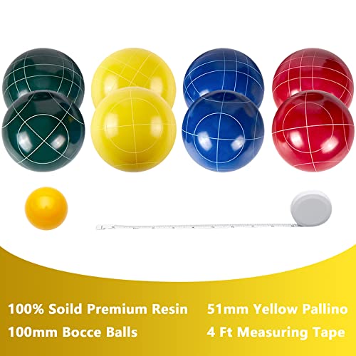 Aivalas Bocce Ball Set, 100mm Bocci Ball Set with 8 Resin Balls