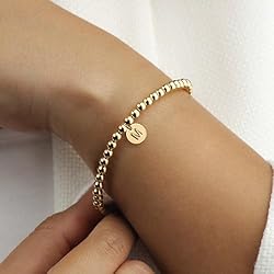 Turandoss Initial Bracelet for Women - Dainty 14K