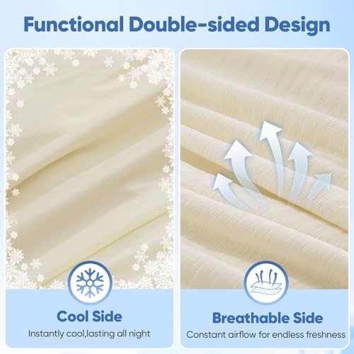 Marchpower Cooling Blanket, Arc-Chill 3.0 Summer Blanket Double-Sided Cooling Blanket, Soft and Breathable Knit for Sweats Loafers Warm Sleepers, 150 x 200 cm, Cream