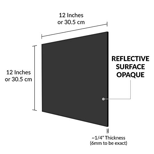 SimbaLux Acrylic Sheet Black Opaque Cast Plexiglass 12” x 12” Square Panel 1/4” Thick (6mm) Plastic Plexi Glass Board with Protective Paper for Signs, DIY Display Projects, Craft, Easy to Cut
