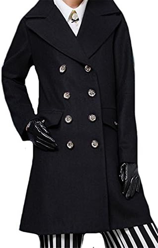 Women's Woolen Slim Jacket Winter Overcoat Trench Coat BlackSmall