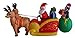 8.5 Foot Long Christmas Inflatable Santa Claus & Penguin on Sleigh Pulled by 2 Reindeer