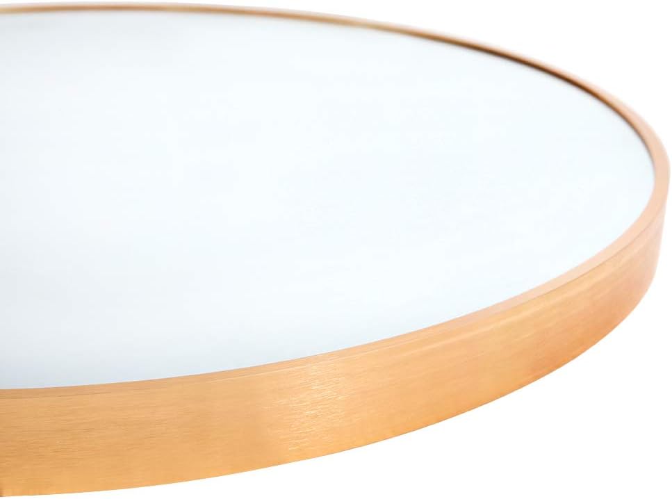 ZHUNFA Wall-Mounted Round Mirror, 19.7 Inch Gold Circle Mirror with Metal Frame for Bathroom, Living Room, Bedroom (Brushed Gold): Furniture & Decor