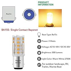 BAYSHE 3W 12V BA15S S8 SC Bayonet Single Contact