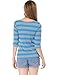 Allegra K Women's Elbow Sleeves Top Round Neck Slim Fit Tee Casual Printed T-Shirt Small Blue Gray