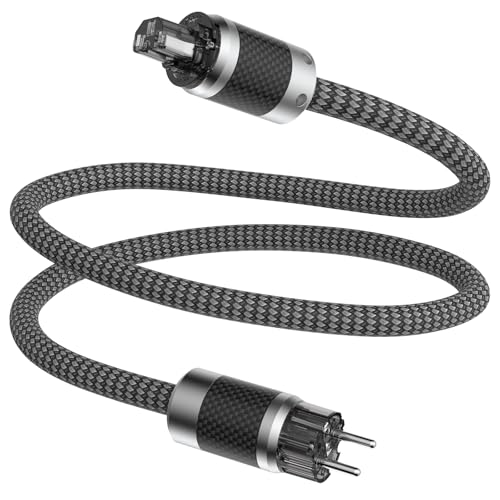 Tertullus HiFi High End Netzkabel C15 Stromkabel HiFi Audio kaltgerätekabel Mit Schukostecker & Kaltgerätestecker (E860, 1m)