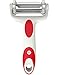 Vremi 3 in 1 Julienne Vegetable Peeler - Citrus Fruit Peeler for Orange Lemon Cocktails - Carrot and Potato Peeler with Rotating Serrated Straight and Julienne Stainless Steel Slicer Blades - Red