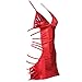KENROLL Women's Sexy Lingerie Babydoll Patent Leather Sleeveless Bodysuit Party Nightclub Dresses (One Size, 0867-Red)