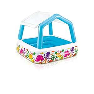 Intex 57470NP - Piscina hinchable infantil con toldo extraíble 157 x 157 x 122 cm 295 litros