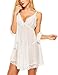 Avidlove Women 3 Pieces Set V-Neck Lingerie Lace Babydoll Mesh Chemise Outfits White