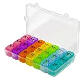 Pill Organizer Box with Snap Lids| 7-day AM/PM | Larger Compartments for Bigger Pills (Black leather)