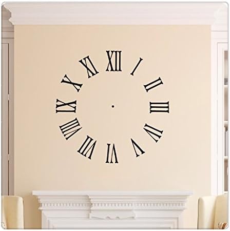 Wall Sticker Clock Face Wall Decal Roman Numerals Time Wall Decal Sticker Art Mural Home Décor Quote